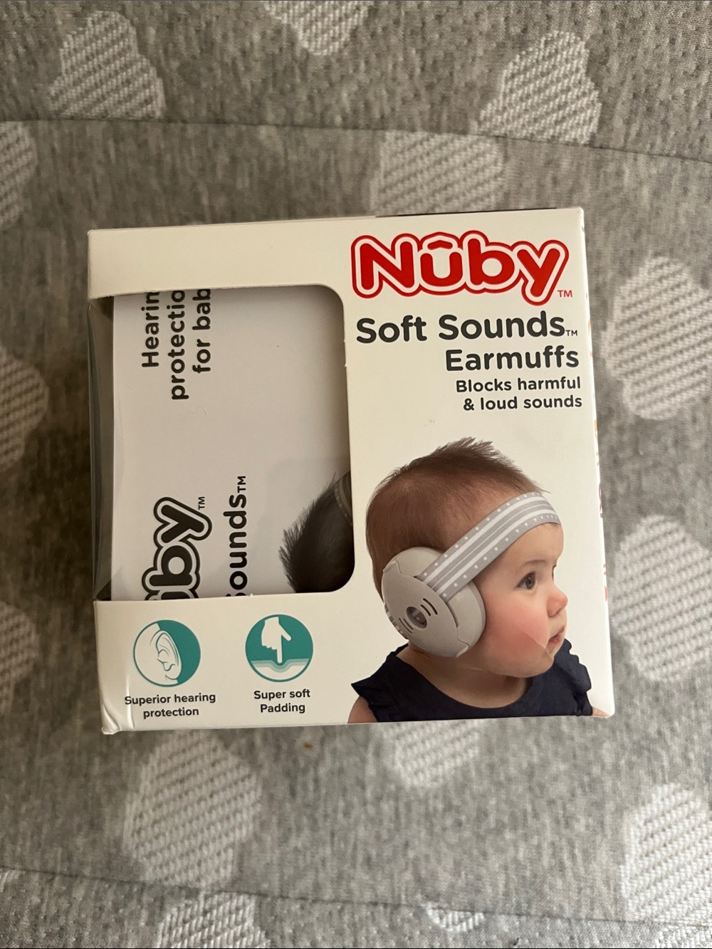 Nuby Soft Sounds Baby Earmuffs - Light Gray